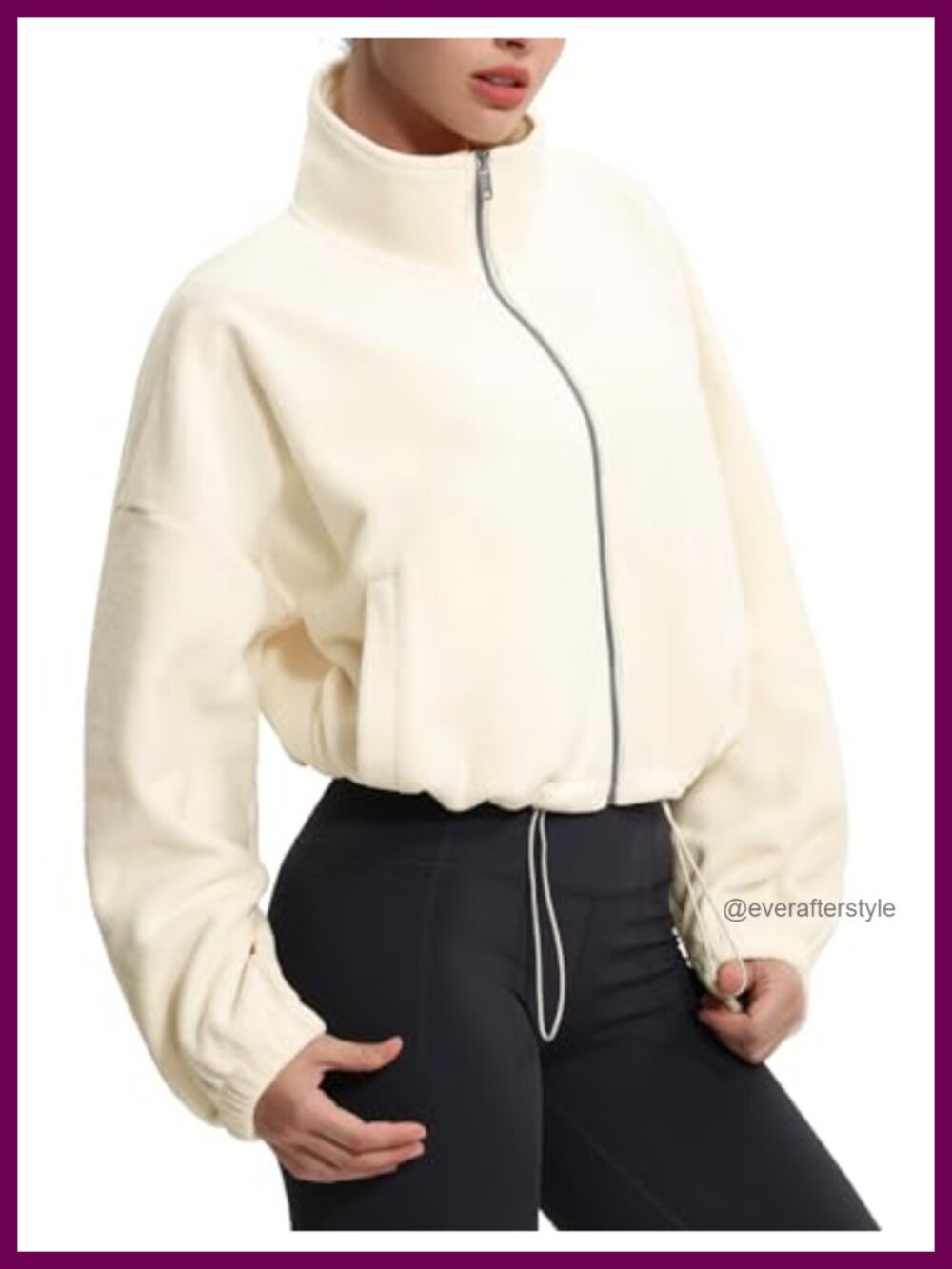 Fleece Cropped Jacket Full Zip Short Sherpa Coat Women's
